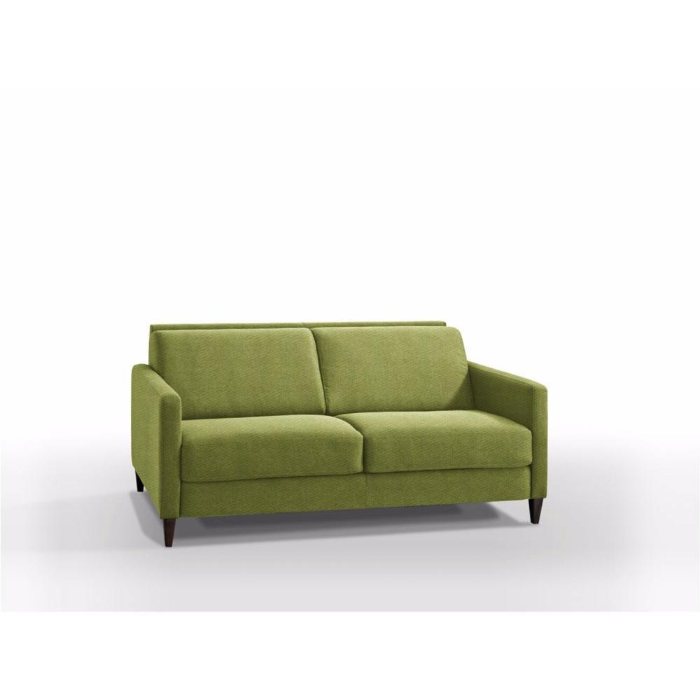 Canapé convertible EXPRESS OSLO tweed vert lime Couchage 160cm matelas 16 cm