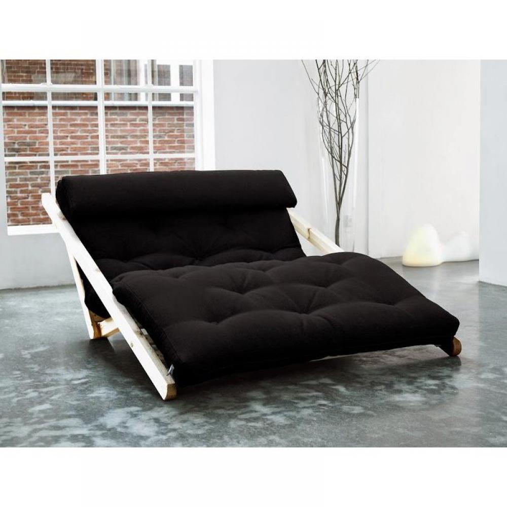 Chaises longues convertibles, canapés et convertibles, Chaise longue convertible style scandinave FIGO futon noir couchage | Inside75