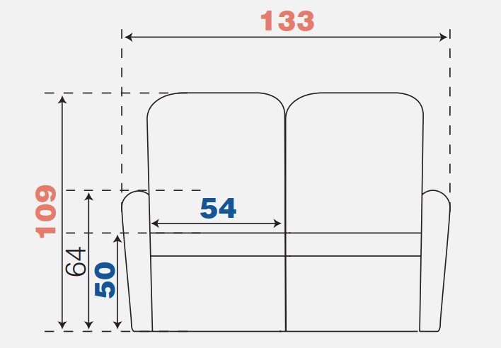 Canapé fixe 2 places AEGIS tissu doucy gris