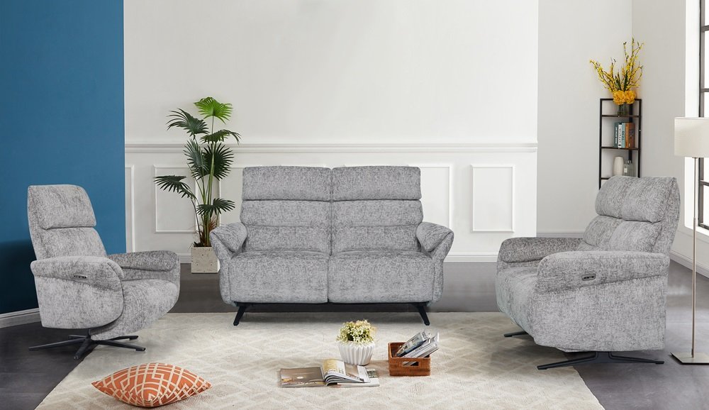 Canapé fixe 2 places AEGIS tissu doucy gris