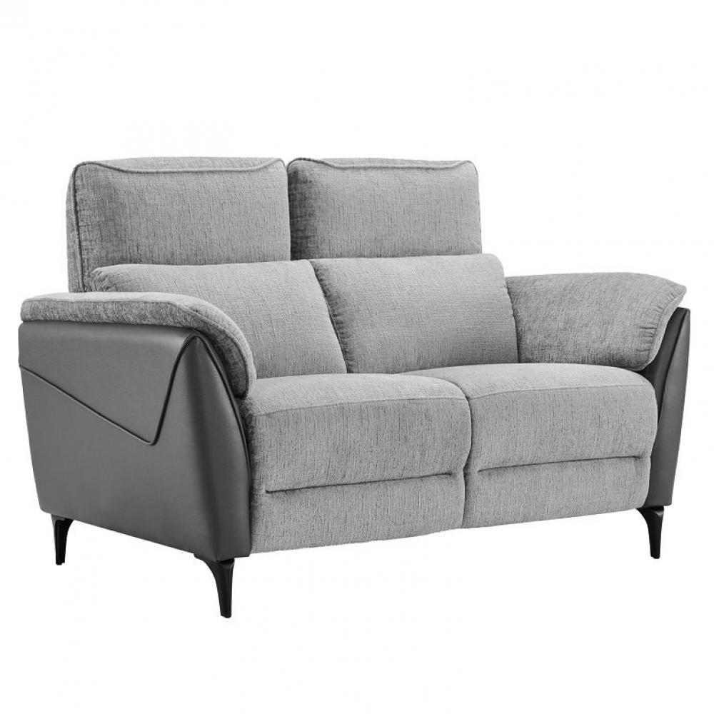 Canapé fixe 2 places ORNATA tissu chenillé gris anthracite