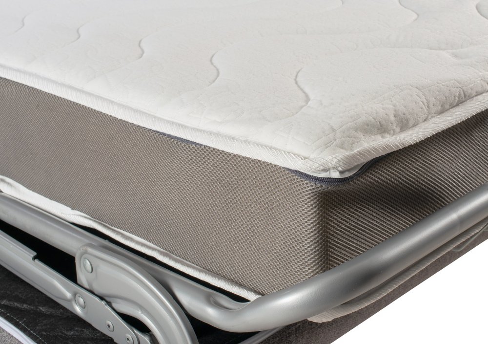 Canapé convertible express DOMUS 140cm matelas 18cm sommier lattes tissu gris anthracite