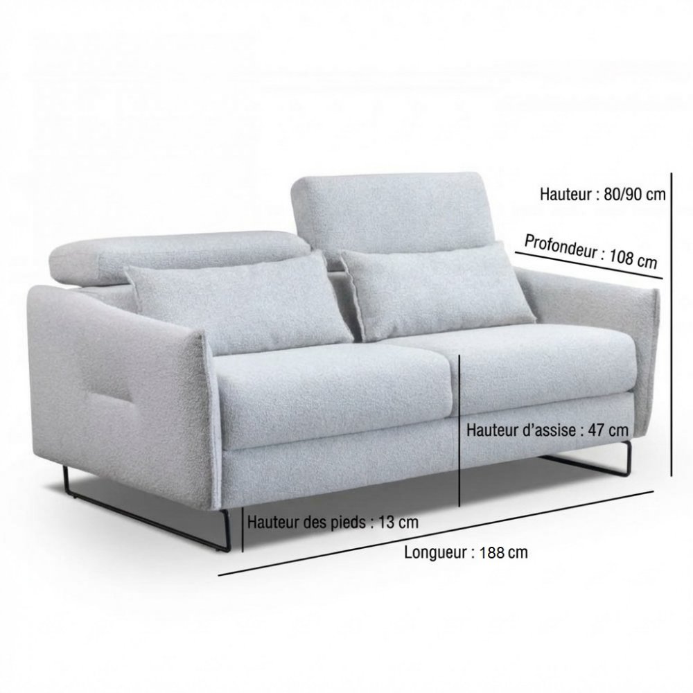 Canapé convertible express 140 GEORGE têtières réglables matelas 13 cm 
