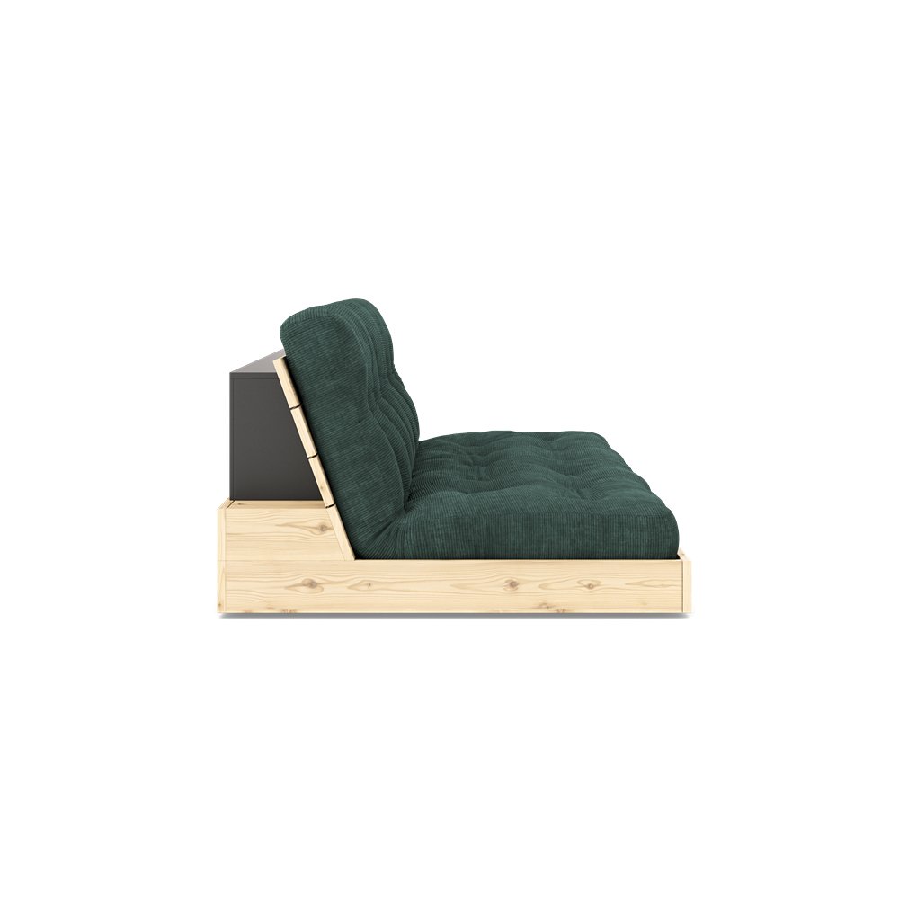 Canapé lit futon BASE algues couchage 130cm dossiers coffres