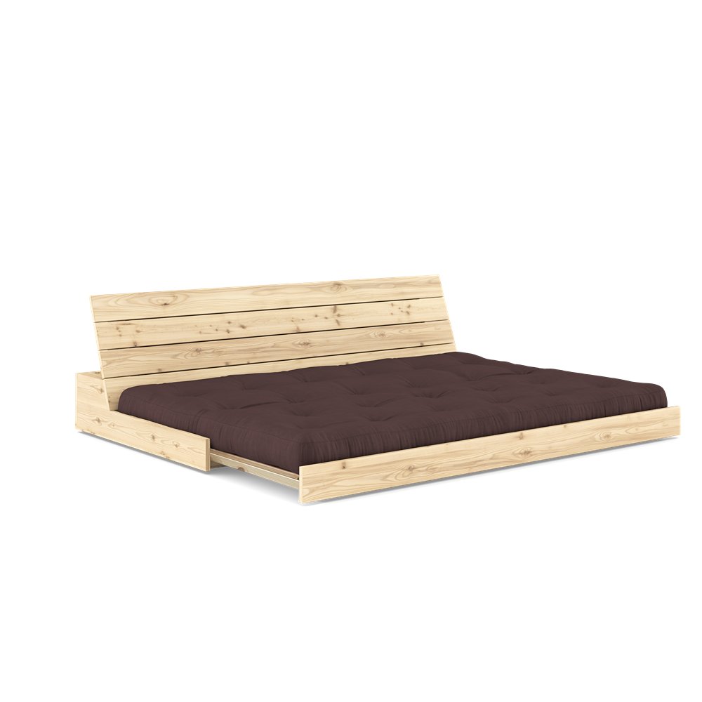 Canapé lit futon BASE marron couchage 130cm dossiers coffres