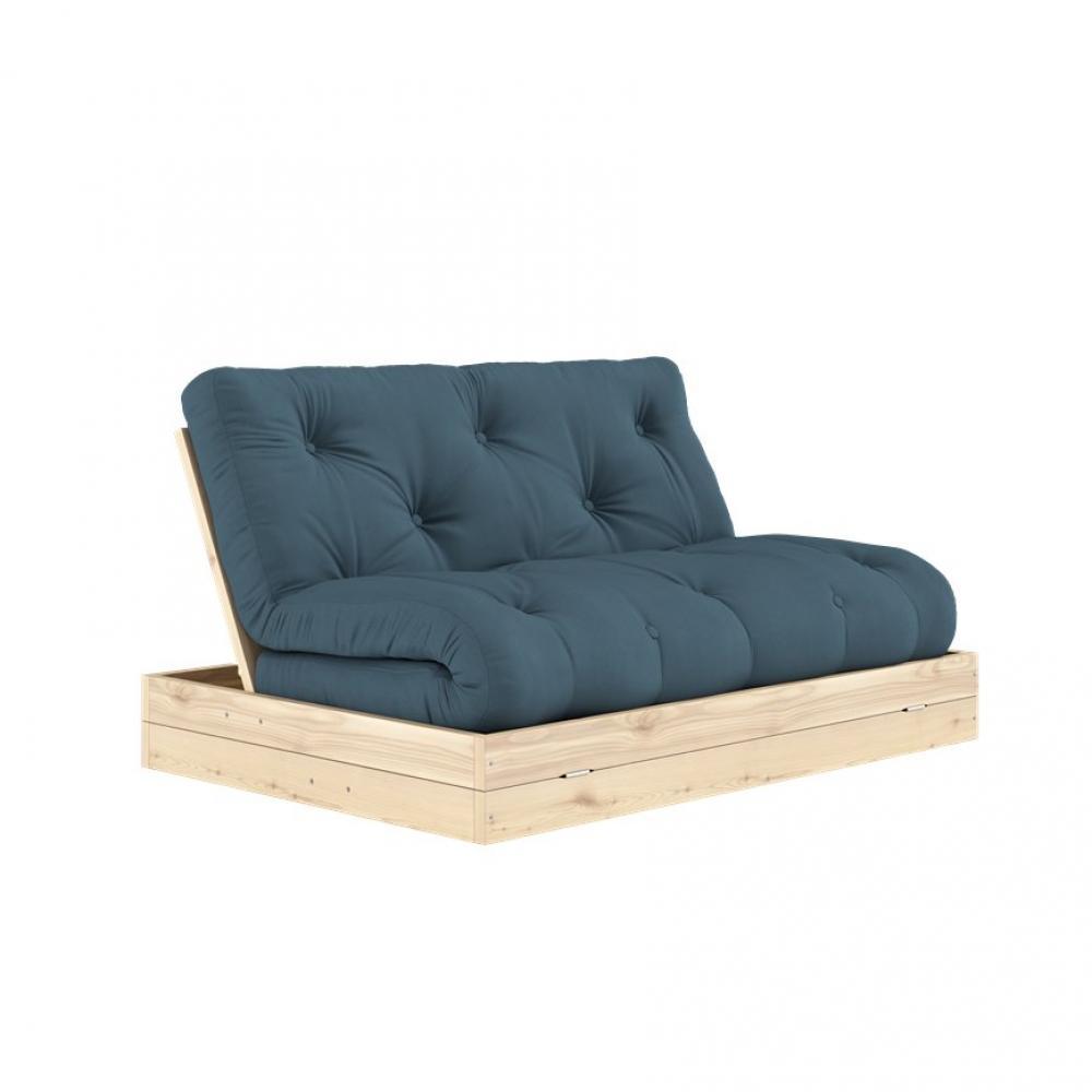 Canapé lit futon FLIP Bleu Pétrole Olive couchage 140 x 200 cm 