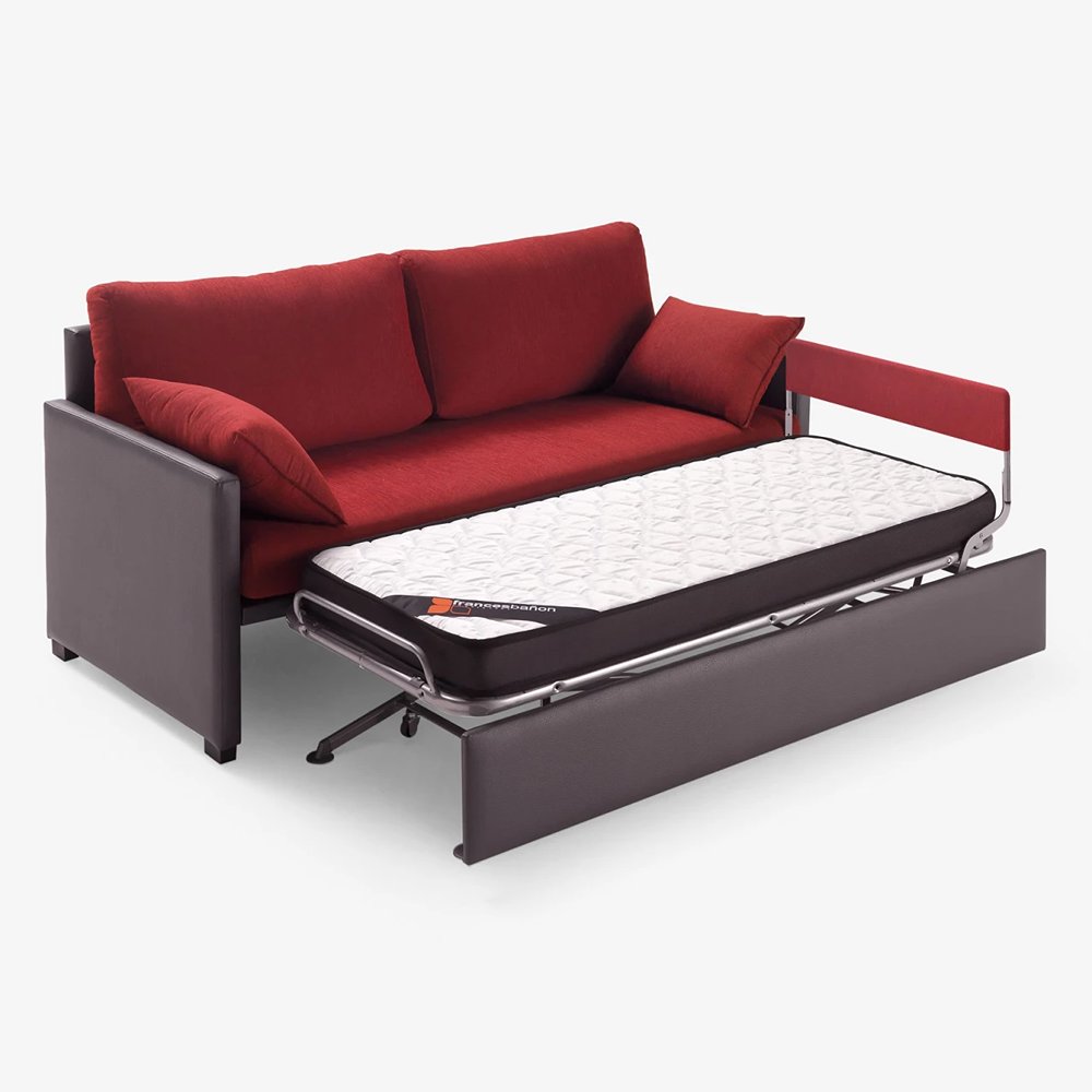 Canapé-lit gigogne DUETTO sommier métal matelas 12 cm 