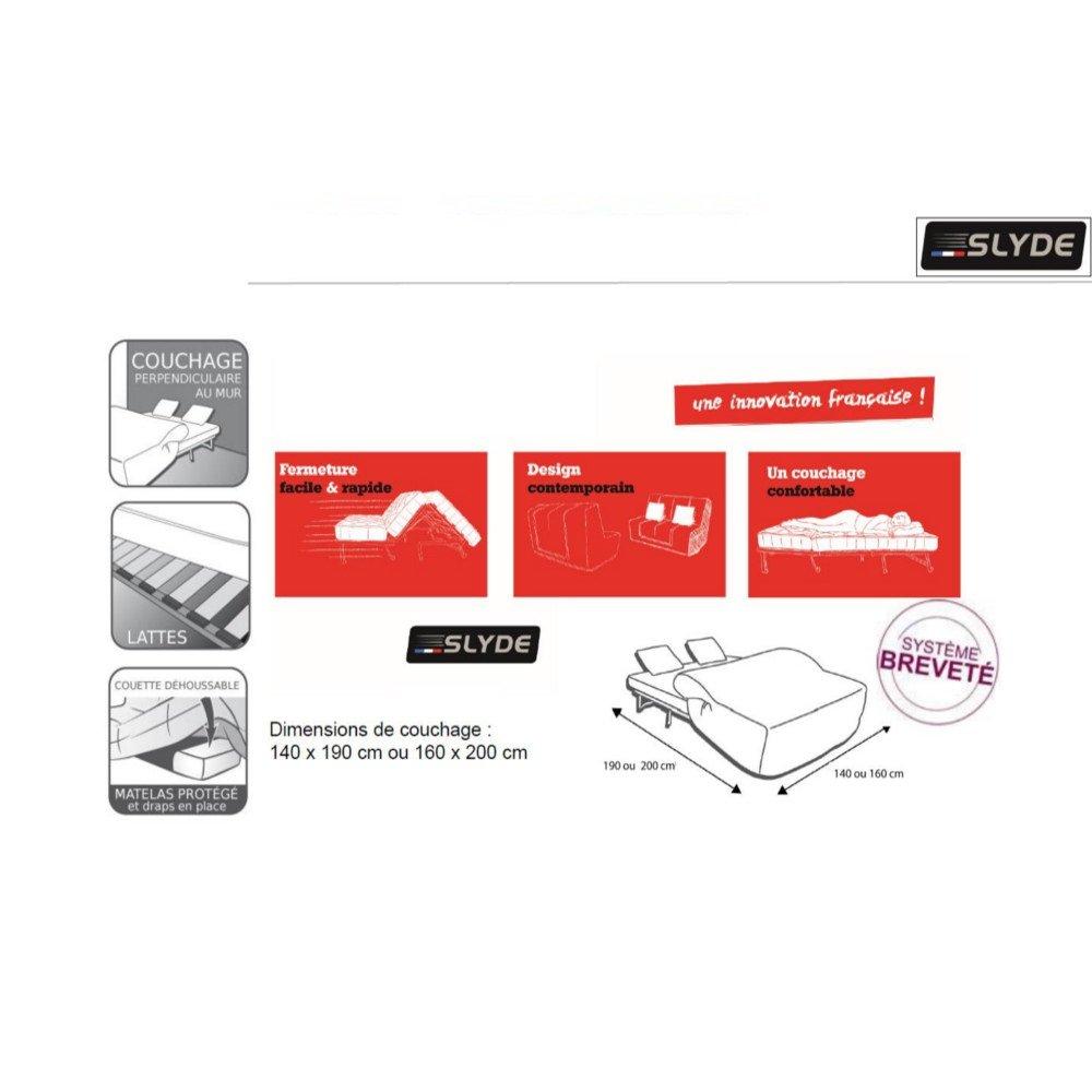 Canapé convertible BZ HIGHT microfibre chocolat/noire système Slyde matelas SIMMONS à ressorts ensachés 15cm