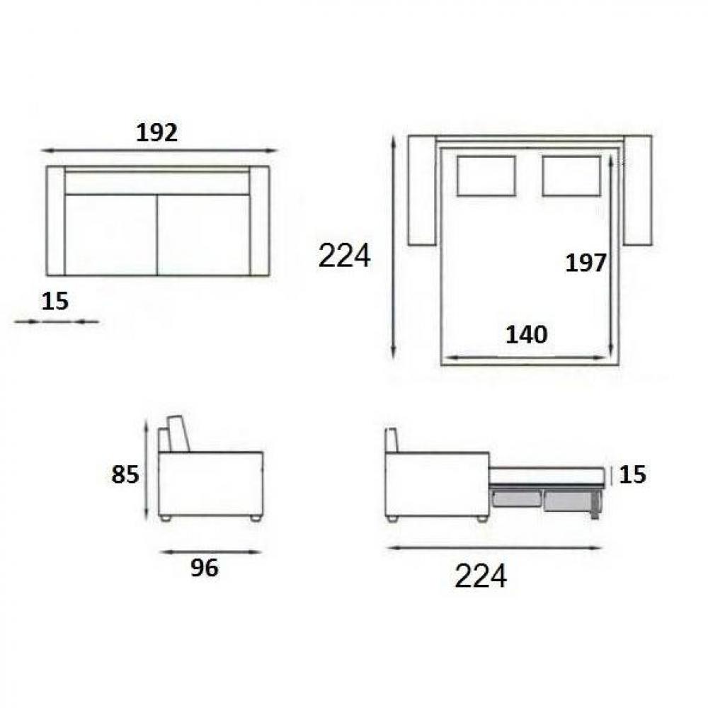 Canapé convertible 3 places MOJITO matelas 15cm système express sommier lattes 140cm tissu microfibre gris silex