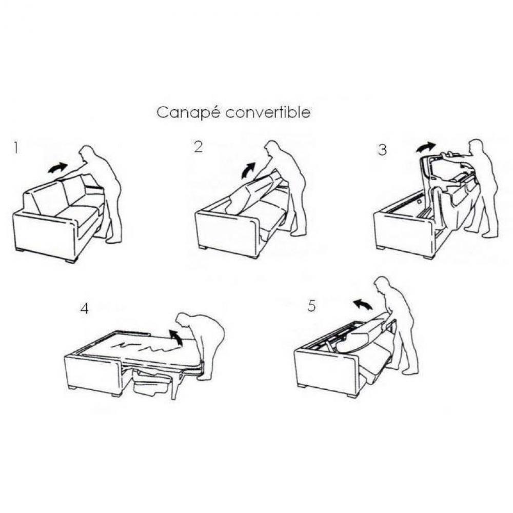 Canapé convertible 3 places MOJITO matelas 15cm système express sommier lattes 140cm tissu microfibre gris silex