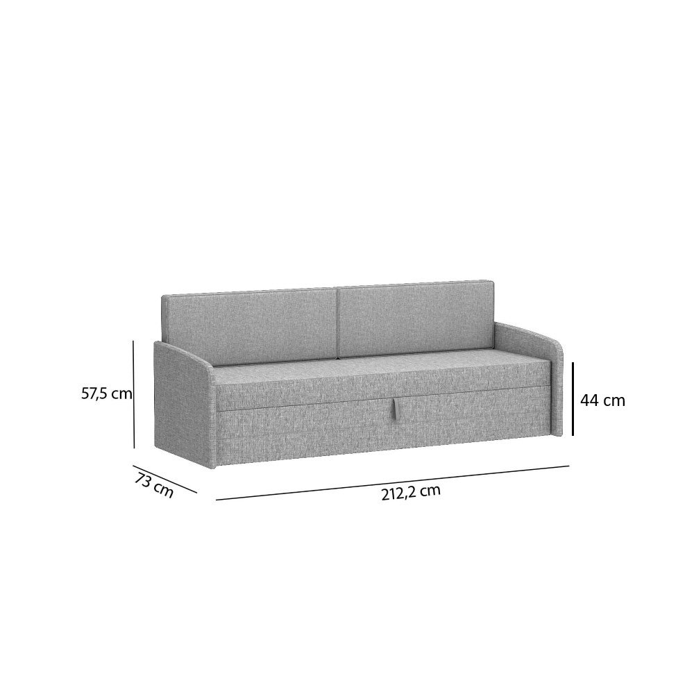 Canapé pour lit escamotable horizontal MULTIMO tissu tweed gris