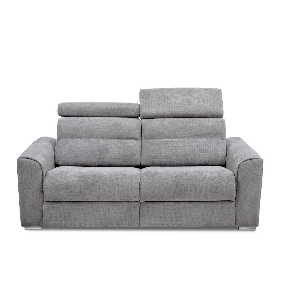 Canapé 2 places 2 relax électrique CONFORT LOFT avec système zéro wall tissu crown gris clair
