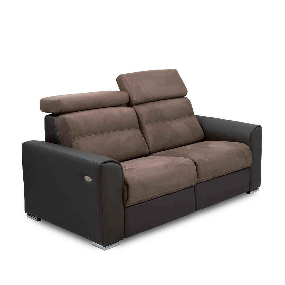 Canapé 3 places 2 relax électrique CONFORT LOFT avec système zéro wall bicolore gris / taupe