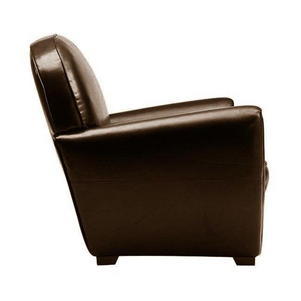 Canapé CLUB 2 places en cuir bycast marron brillant. 