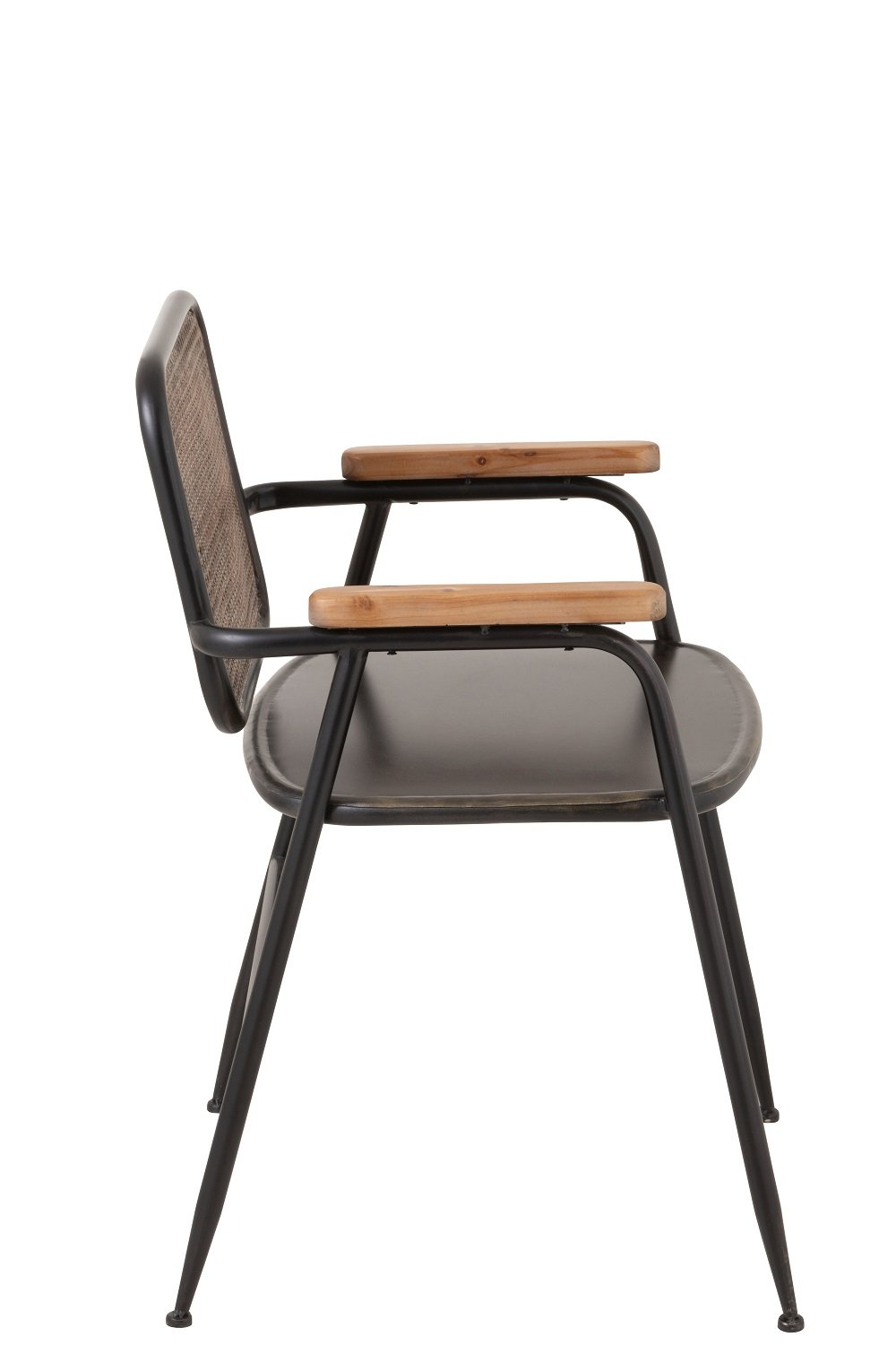 Chaise avec accoudoirs AKIBE en métal noir et bois naturel