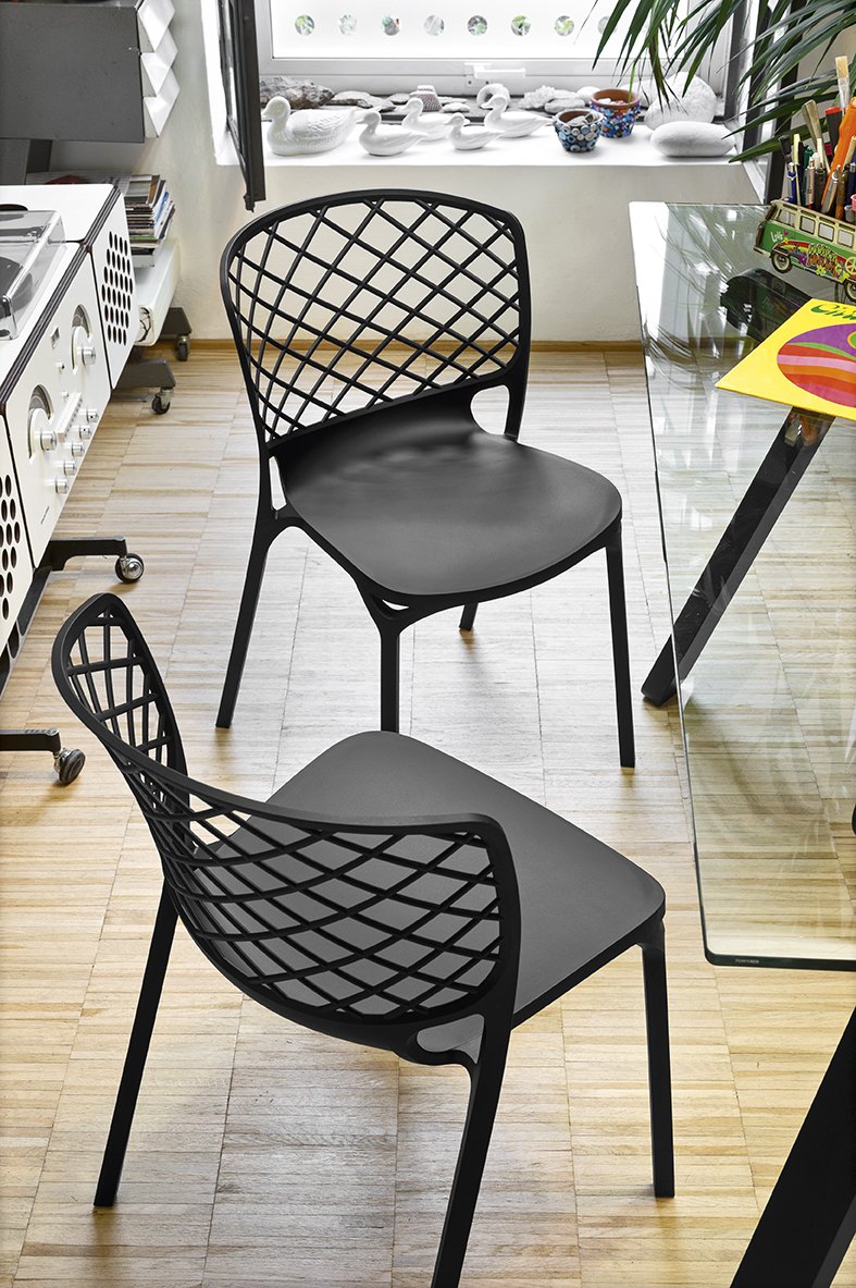 Lot de 2 Chaises GAMERA nylon renforcé noir 