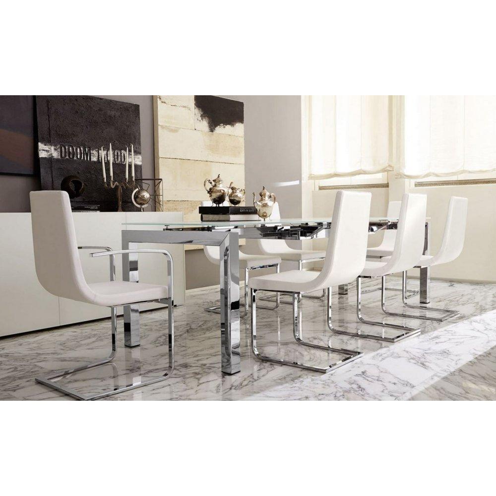 CRUISER chaise haut de gamme de CALLIGARIS assise cuir blanc