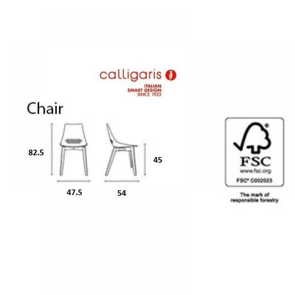 CALLIGARIS Chaise JAM W  verte transparente piétement frêne naturel