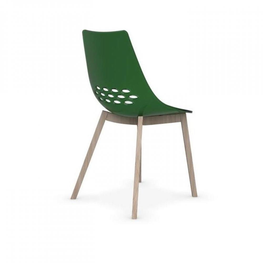 CALLIGARIS Chaise JAM W  verte transparente piétement frêne naturel