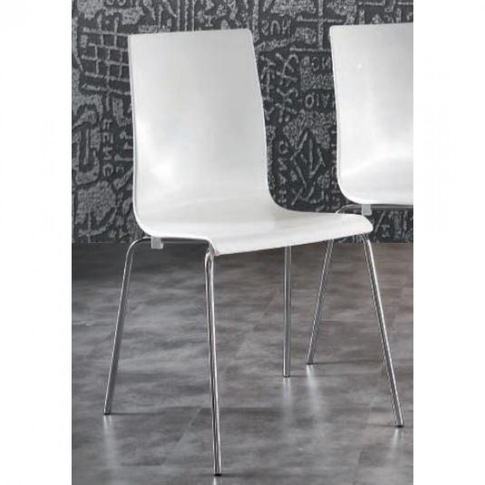 Lot de 2 chaises KRIS blanches empilables piétement en métal.