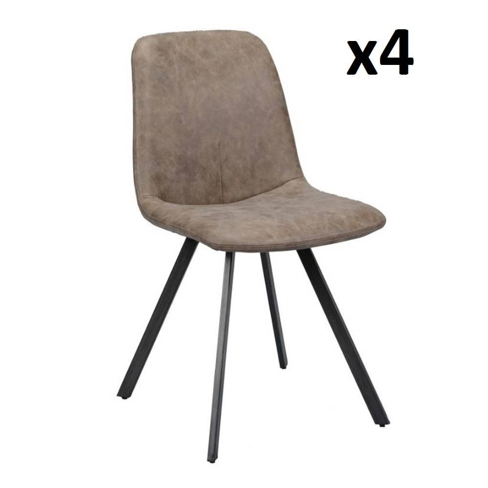 Lot de 4 chaises design MARC polyuréthane marron foncé