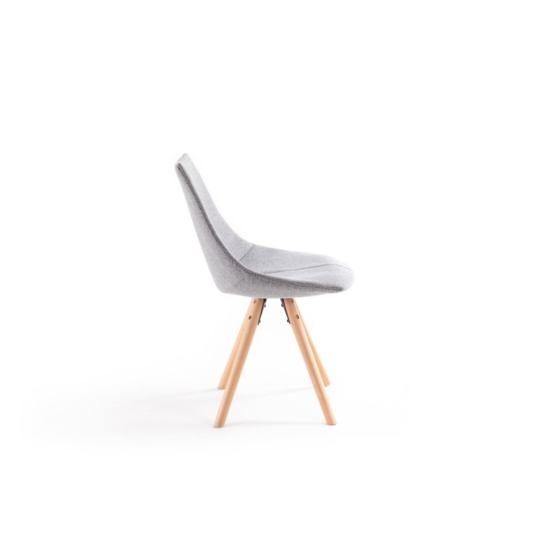 Lot de 2 chaises SYLVAIN tissu gris et pieds hêtre naturel