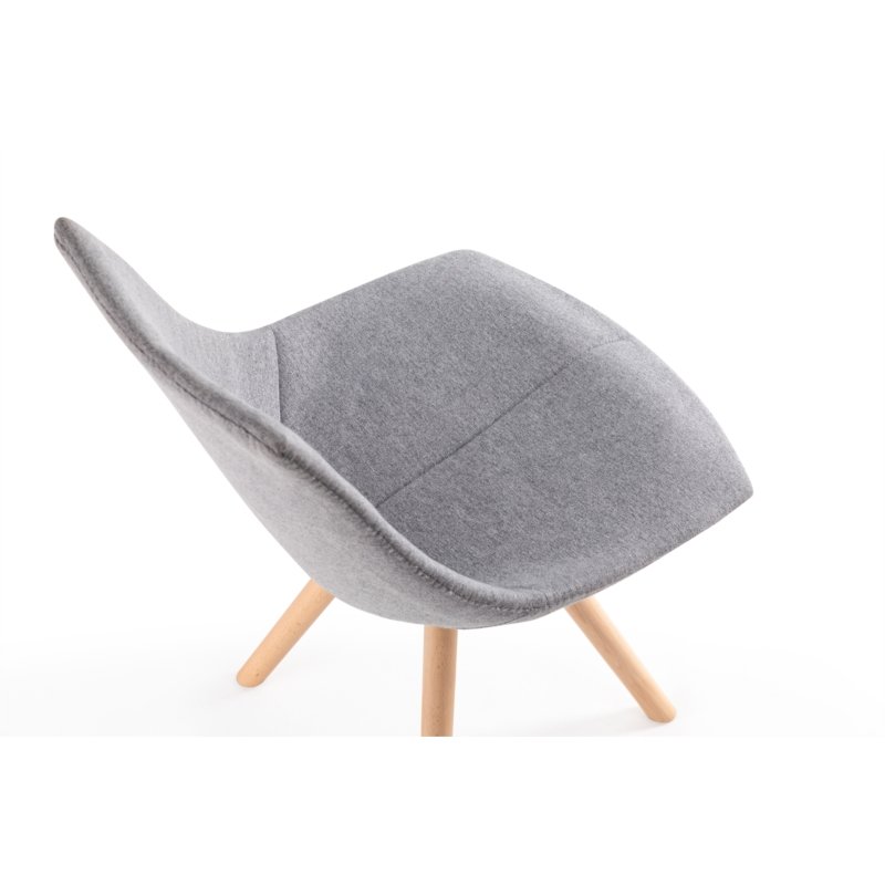 Lot de 2 chaises SYLVAIN tissu gris et pieds hêtre naturel