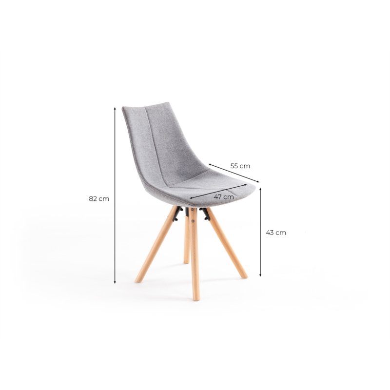 Lot de 2 chaises SYLVAIN tissu gris et pieds hêtre naturel