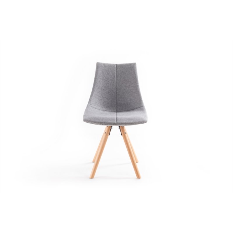 Lot de 2 chaises SYLVAIN tissu gris et pieds hêtre naturel
