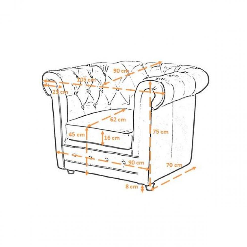 Fauteuil CHESTERFIELD DELUXE en Cuir Blanc capitonné