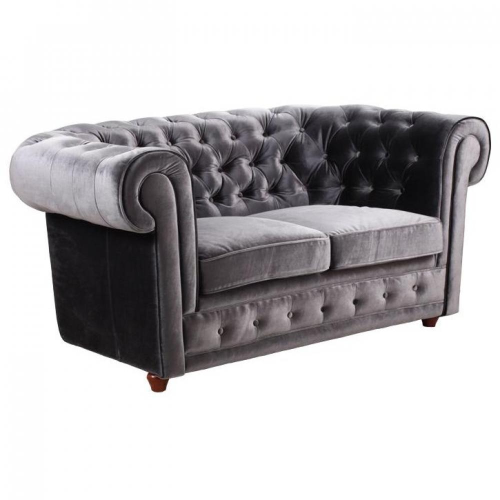 Canapé CHESTERFIELD DELUXE Velours Gris capitonné