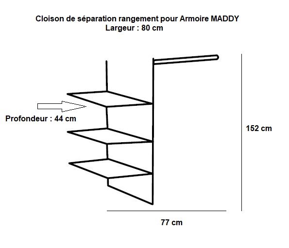 Cloison de séparation MALTA pour armoire largeur 80 cm