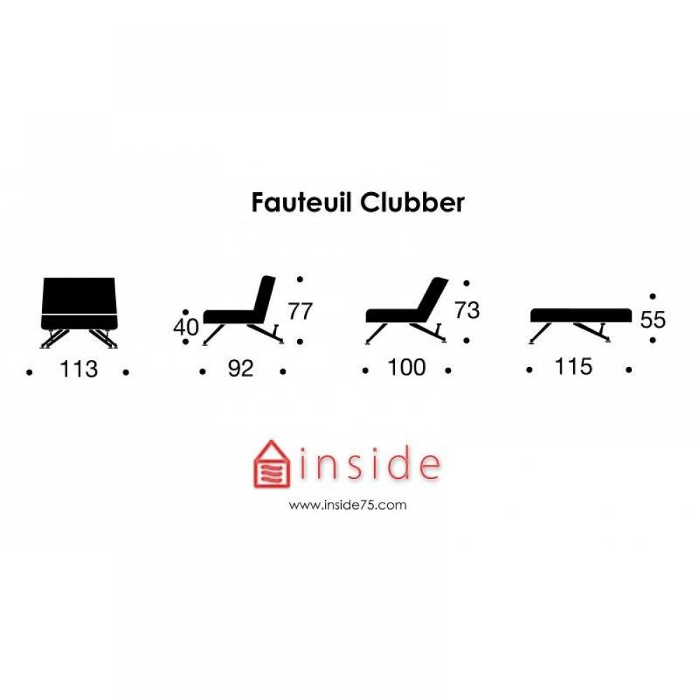 Fauteuil lit design CLUBBER blanc INNOVATION LIVING convertible 113*115cm