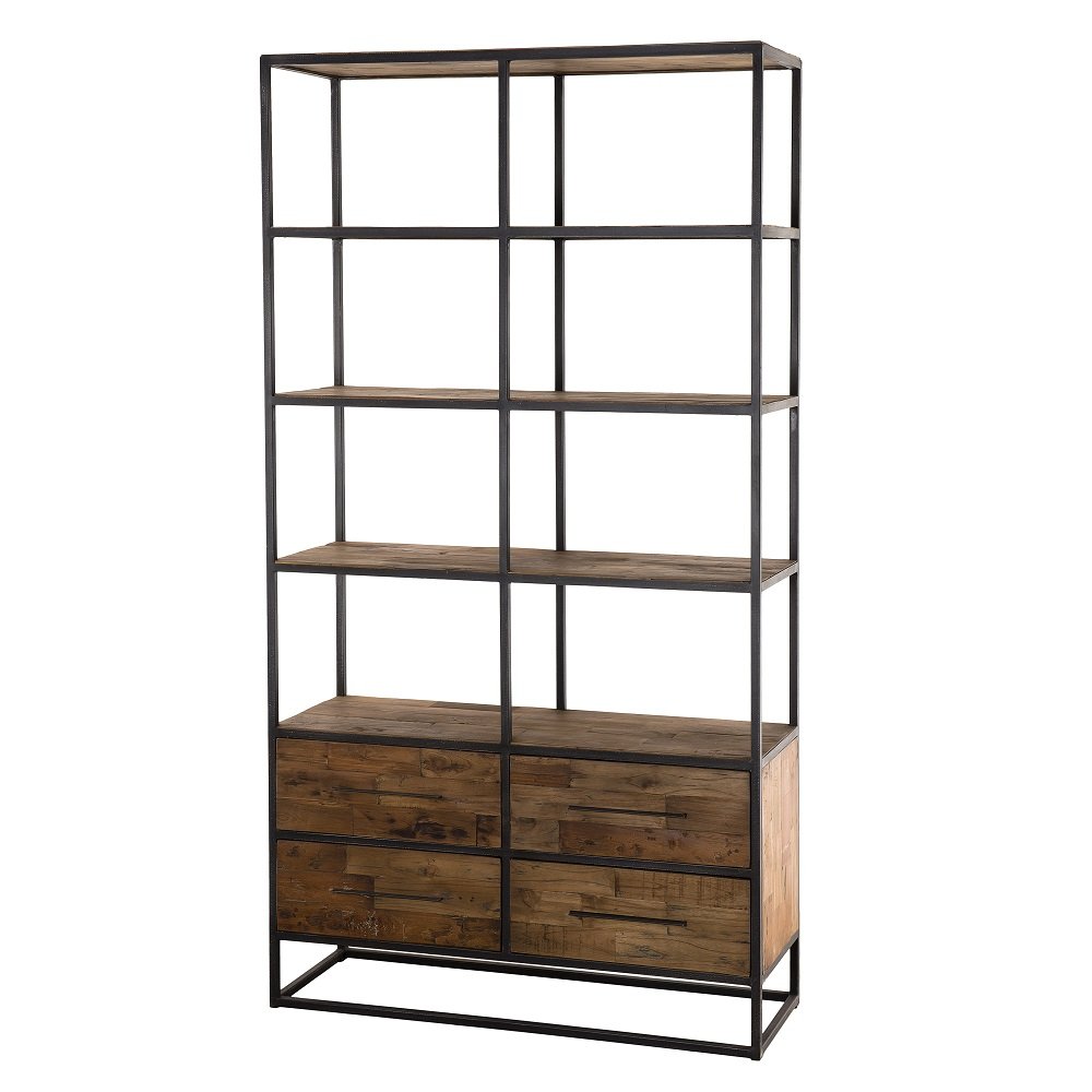 Etagères SIXTINE style industriel 4 tiroirs 4  étagères en bois et métal