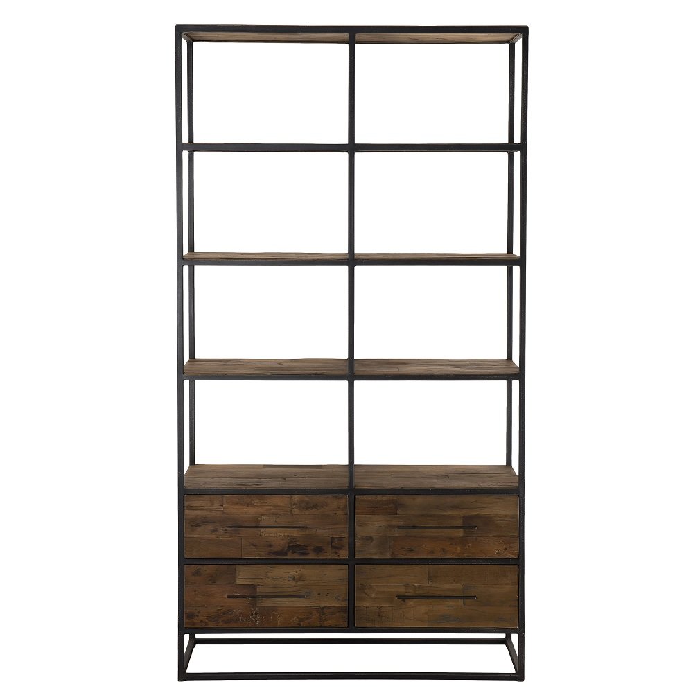 Etagères SIXTINE style industriel 4 tiroirs 4  étagères en bois et métal