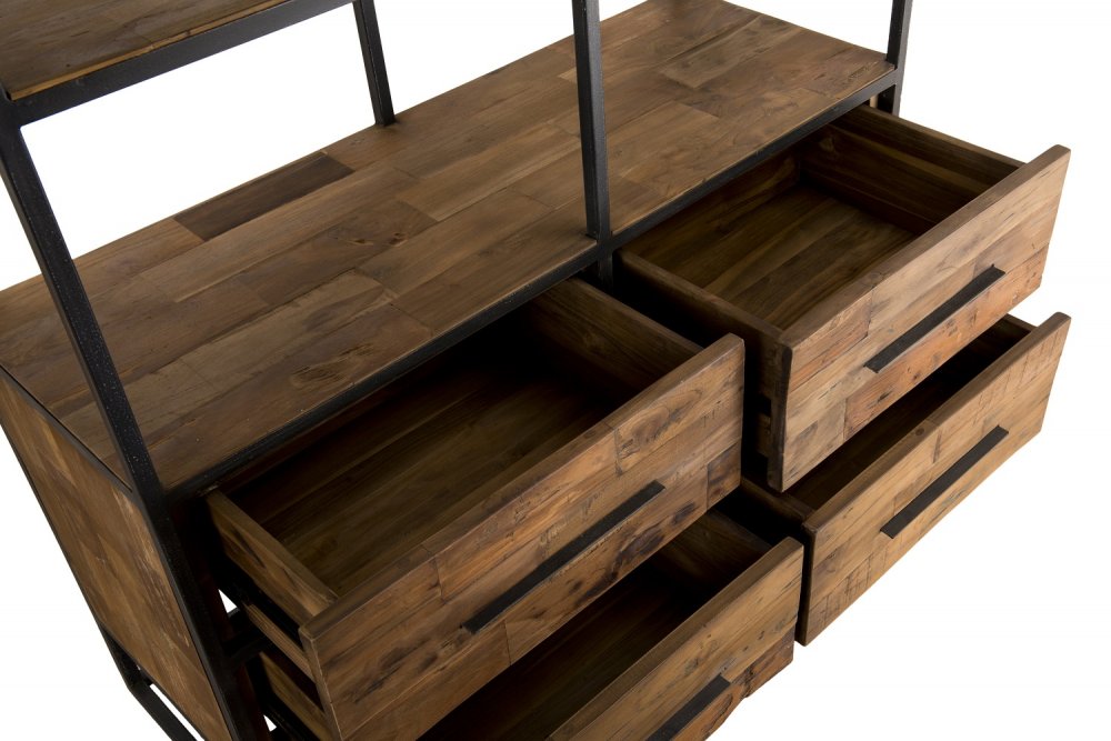 Etagères SIXTINE style industriel 4 tiroirs 4  étagères en bois et métal