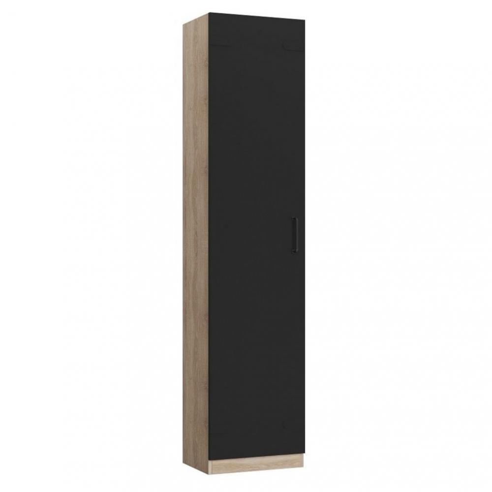 Armoire de rangement style industriel 1 porte KEY  bi-ton chêne noir mat 50 x 42 cm