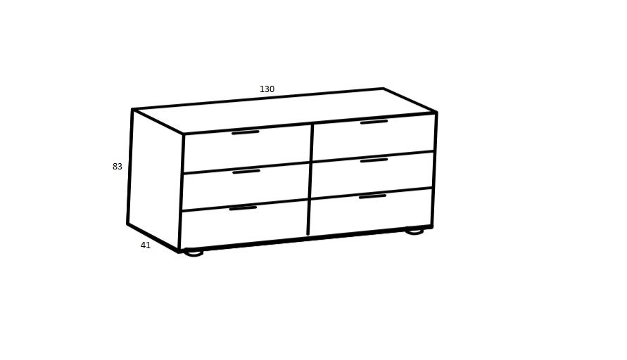 Commode  MODRICH 6 tiroirs finition graphite imitation chêne vieilli