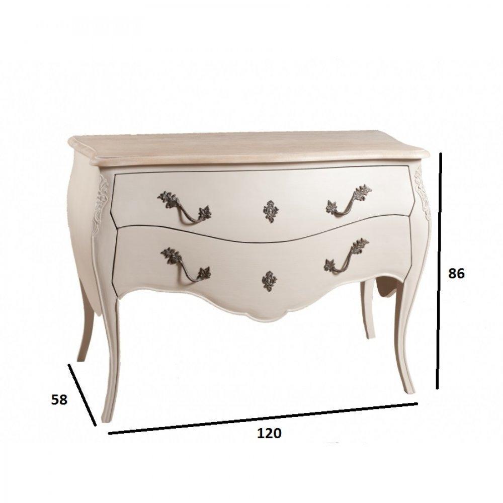 Console baroque VENISE 2 tiroirs coloris argile en manguier