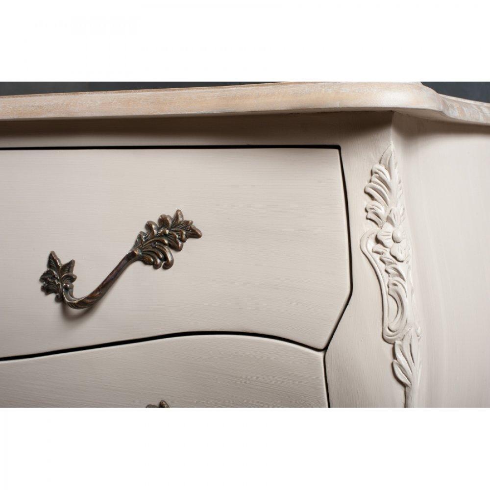 Console baroque VENISE 2 tiroirs coloris argile en manguier