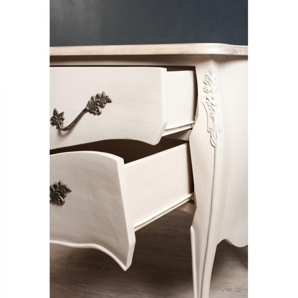 Console baroque VENISE 2 tiroirs coloris argile en manguier