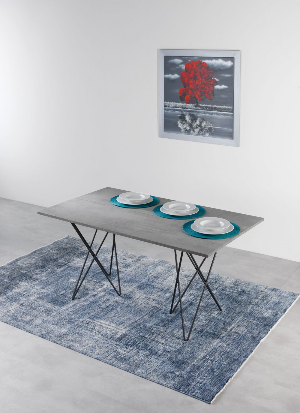 Table console extensible 6 couverts HERMES 140 cm pieds métal plateau stratifié écologique