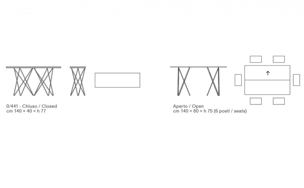 Table console extensible 6 couverts HERMES 140 cm pieds métal plateau stratifié écologique