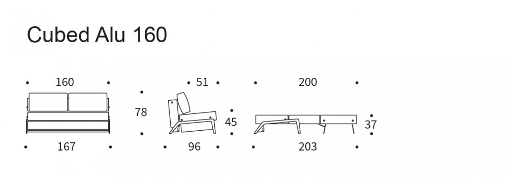 INNOVATION LIVING  Canapé design CUBED 02 ALU convertible 200*160 cm tissu Mixed Dance Blue