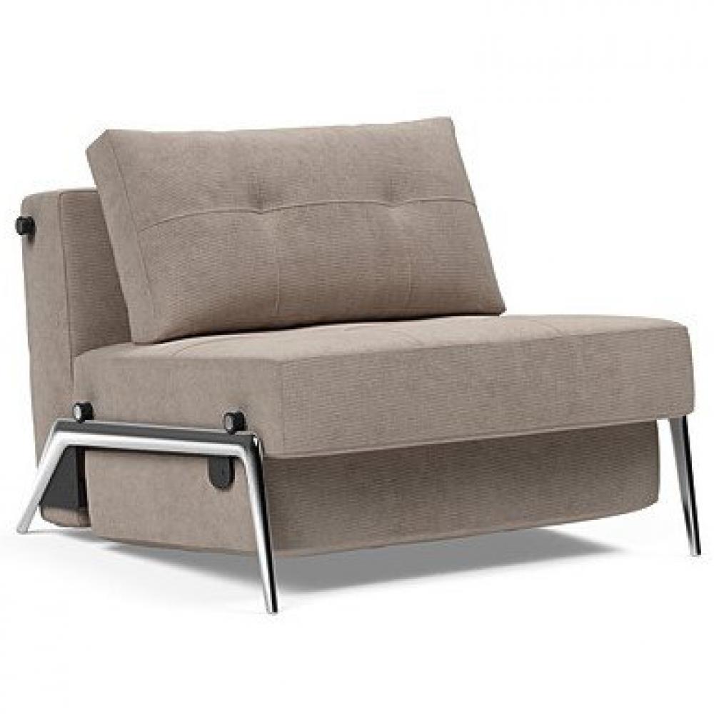 INNOVATION LIVING  Fauteuil design CUBED 02 ALU convertible 200x90cm tissu Cordufine Beige