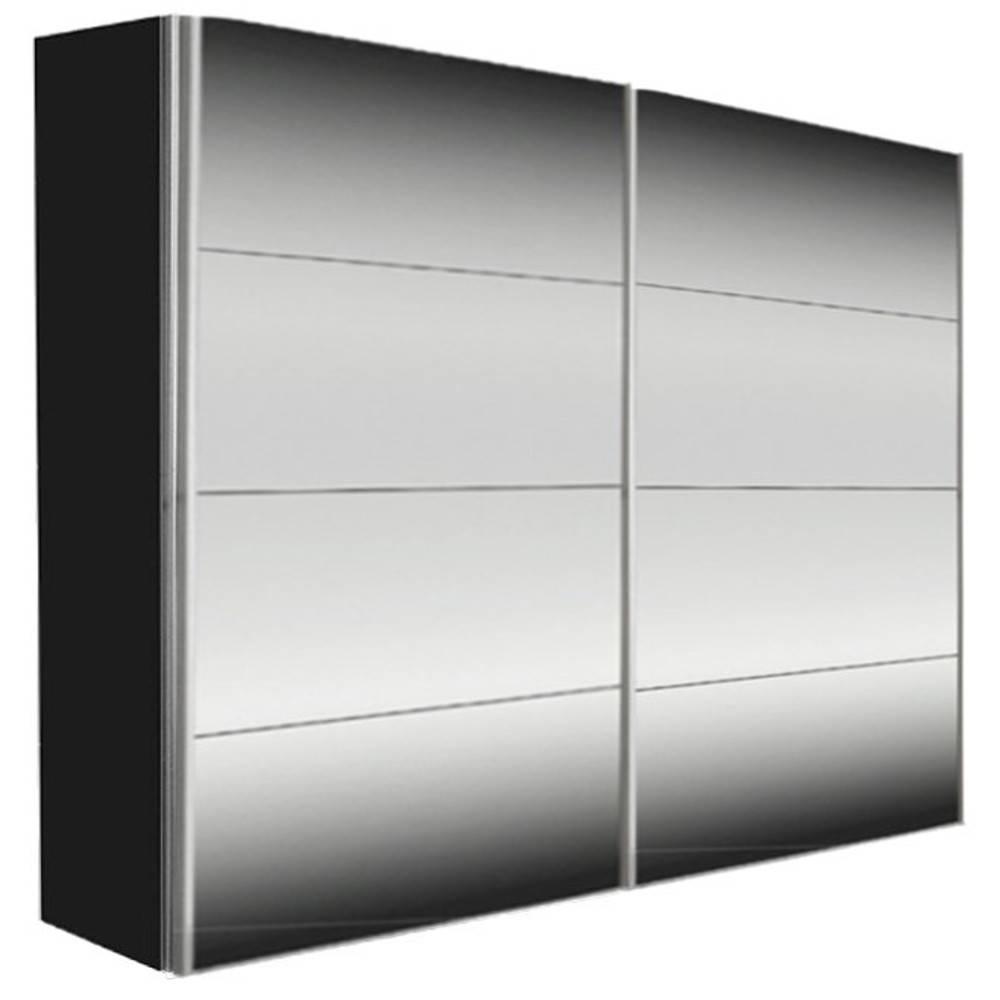 Dressing KICK 252cm MIROIR et Cadre NOIR avec Portes Coulissantes 