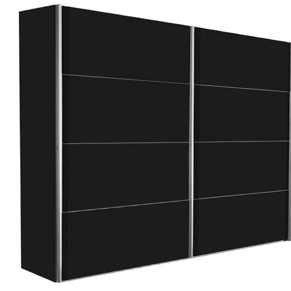 Dressing KICK 252cm en Melaminé NOIR MAT avec Portes Coulissantes 