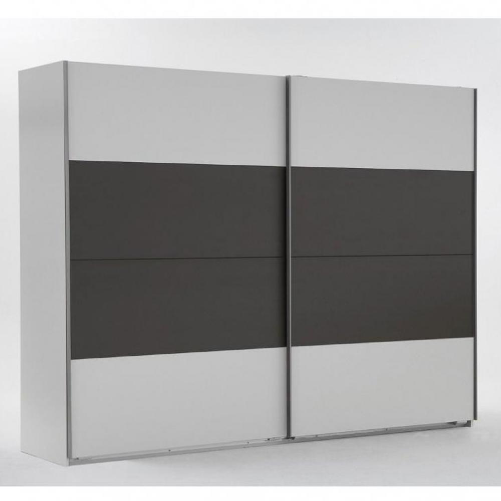 Armoire THALIA portes coulissantes 225 cm blanc / gris graphite