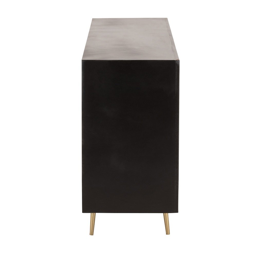 Dressoir design PIKA 160 cm couleur noir et or 4 portes 