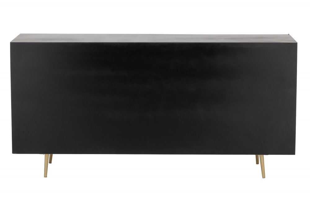 Dressoir design PIKA 160 cm couleur noir et or 4 portes 